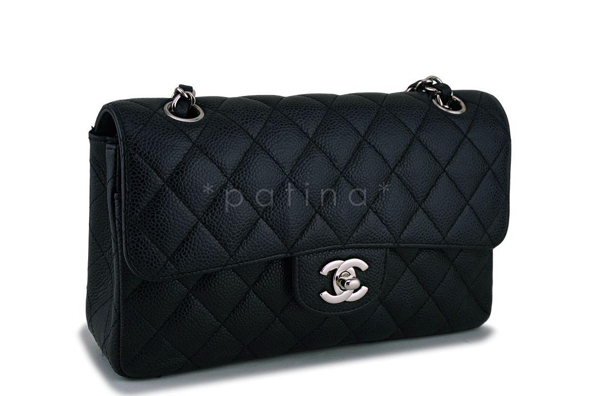Chanel Black Caviar Small Classic Double Flap Bag SHW