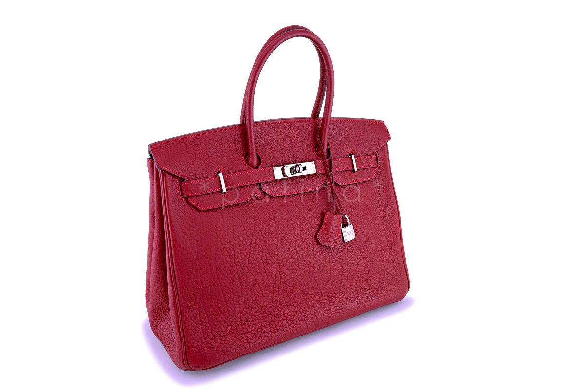 Hermes Red Fjord 35cm Birkin Tote Bag Rouge Garance PHW