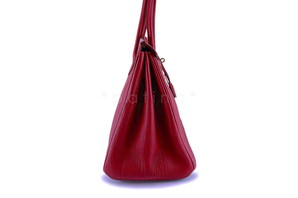 Hermes Red Fjord 35cm Birkin Tote Bag Rouge Garance PHW