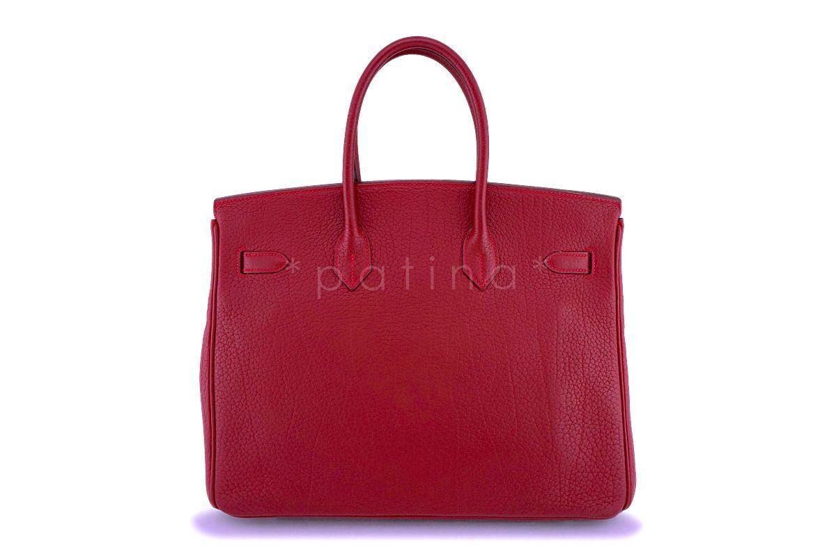 Hermes Red Fjord 35cm Birkin Tote Bag Rouge Garance PHW
