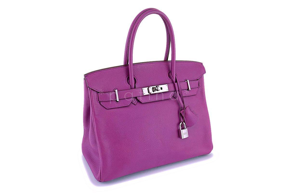 Hermes Cyclamen Pink-Purple Chevre Goatskin 30cm 30 Birkin Tote Bag PHW