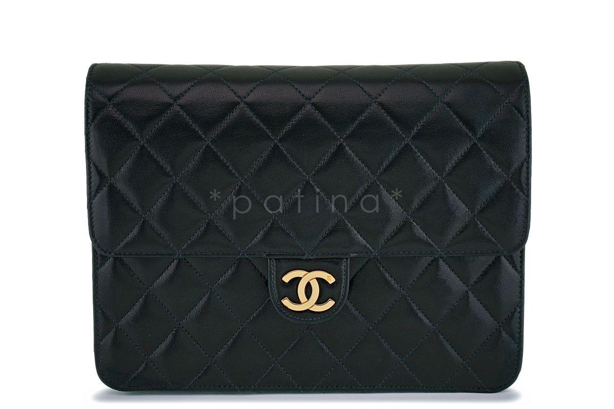 Chanel Vintage Black Timeless Convertible Clutch Classic Shoulder Flap Bag 24k GHW