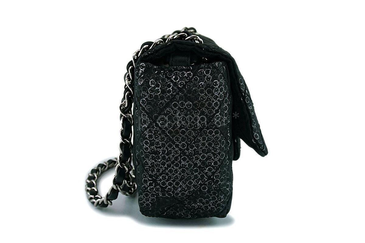 Chanel Limited Black Sequin-Mesh Quilted Classic Flap Bag