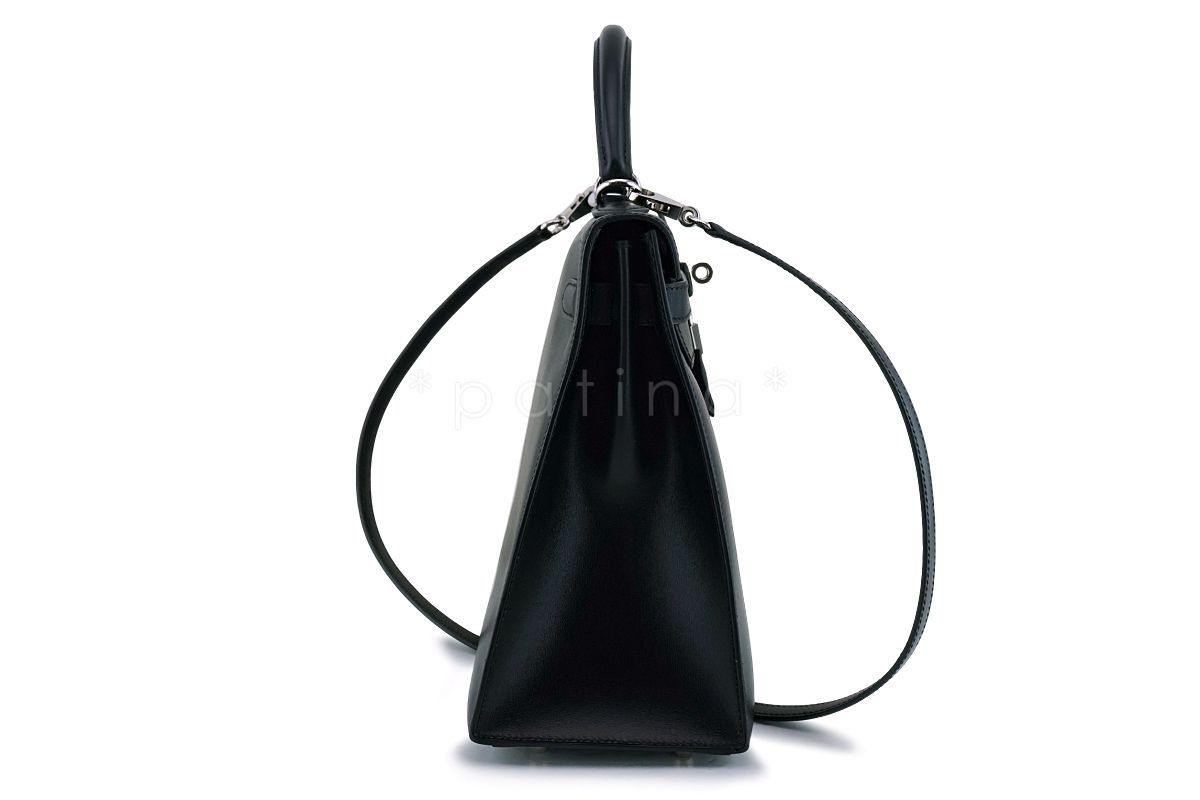 Hermes Black Box calf 32cm Sellier Kelly Shoulder Bag 32 PHW