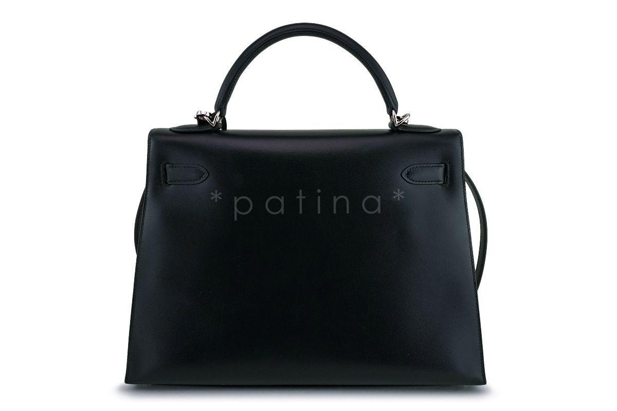 Hermes Black Box calf 32cm Sellier Kelly Shoulder Bag 32 PHW