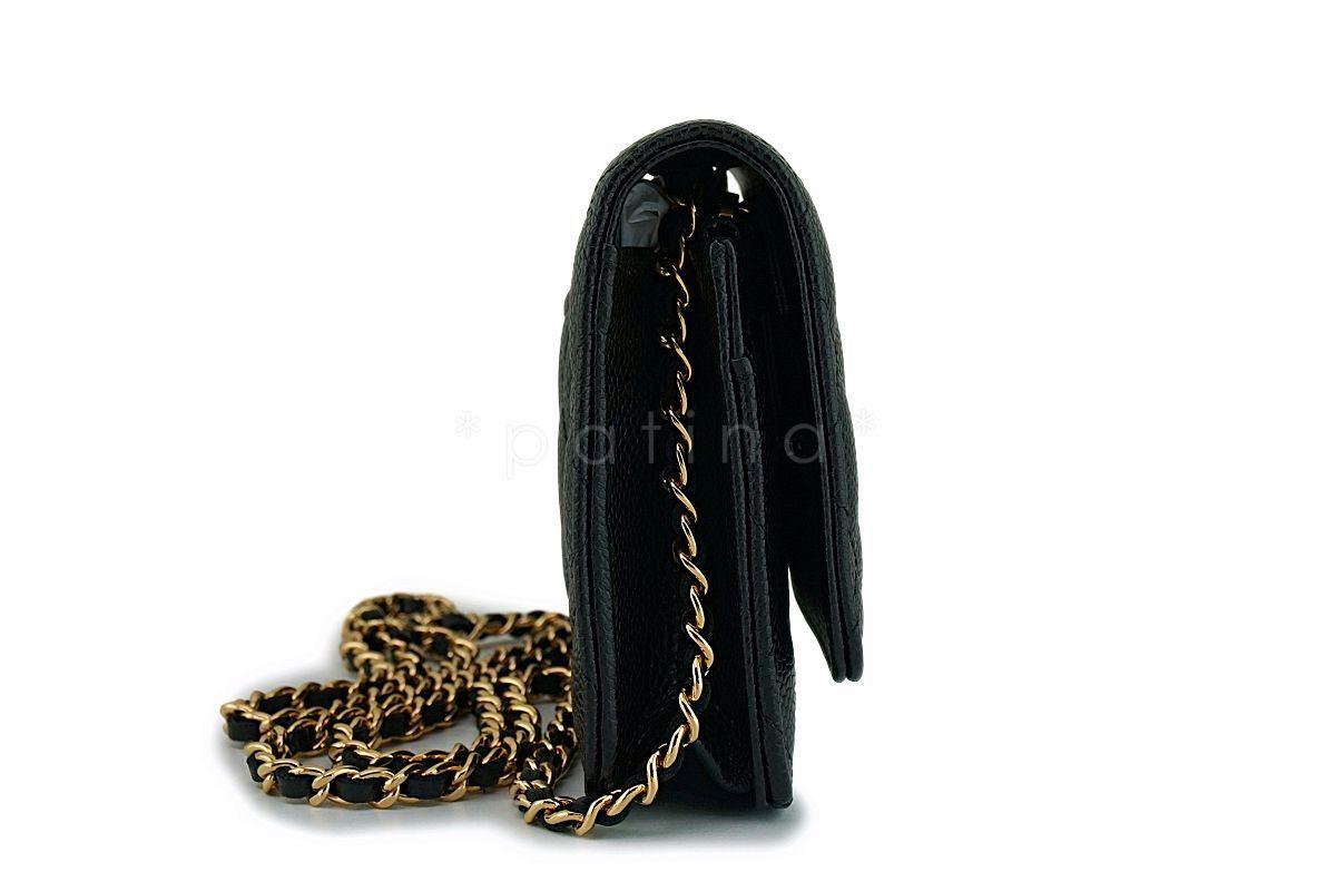 NIB Chanel Black Caviar Classic Wallet on Chain WOC Flap Bag GHW