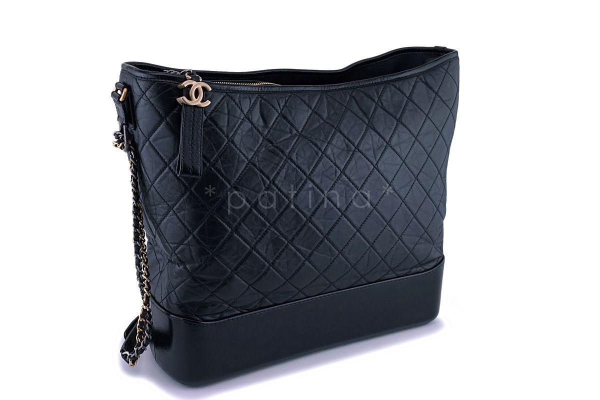 Chanel Large Black Gabrielle Hobo Shoulder Tote Bag