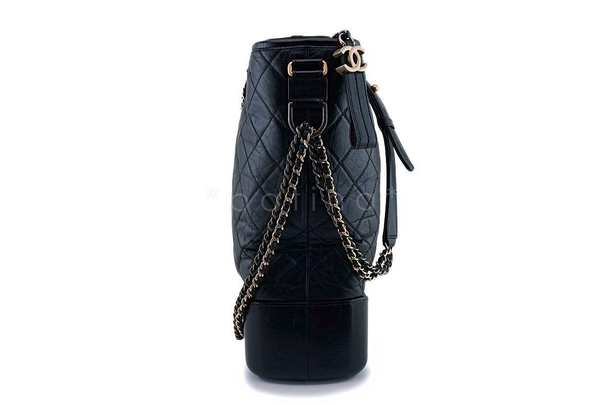 Chanel Large Black Gabrielle Hobo Shoulder Tote Bag