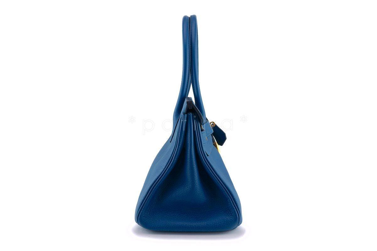 Hermes 42cm Blue Izmir Shoulder Birkin JPG II Tote Bag GHW