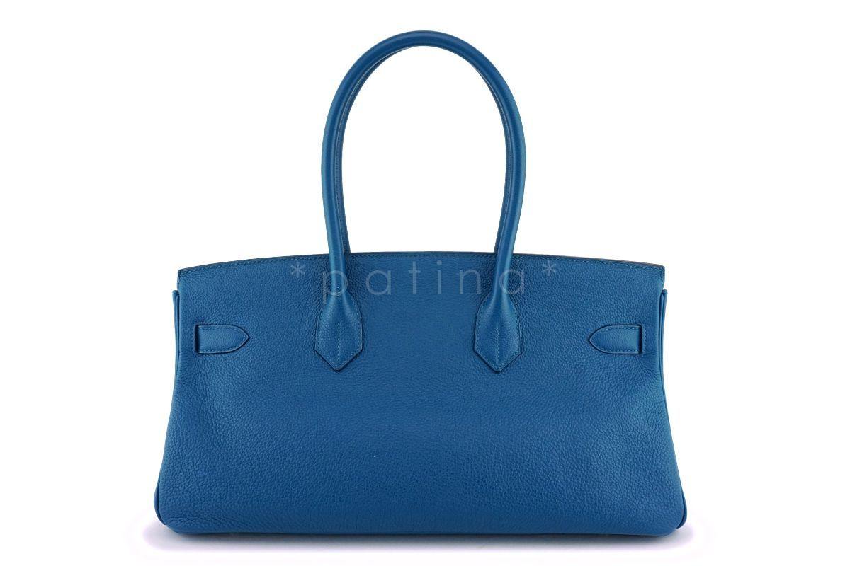 Hermes 42cm Blue Izmir Shoulder Birkin JPG II Tote Bag GHW