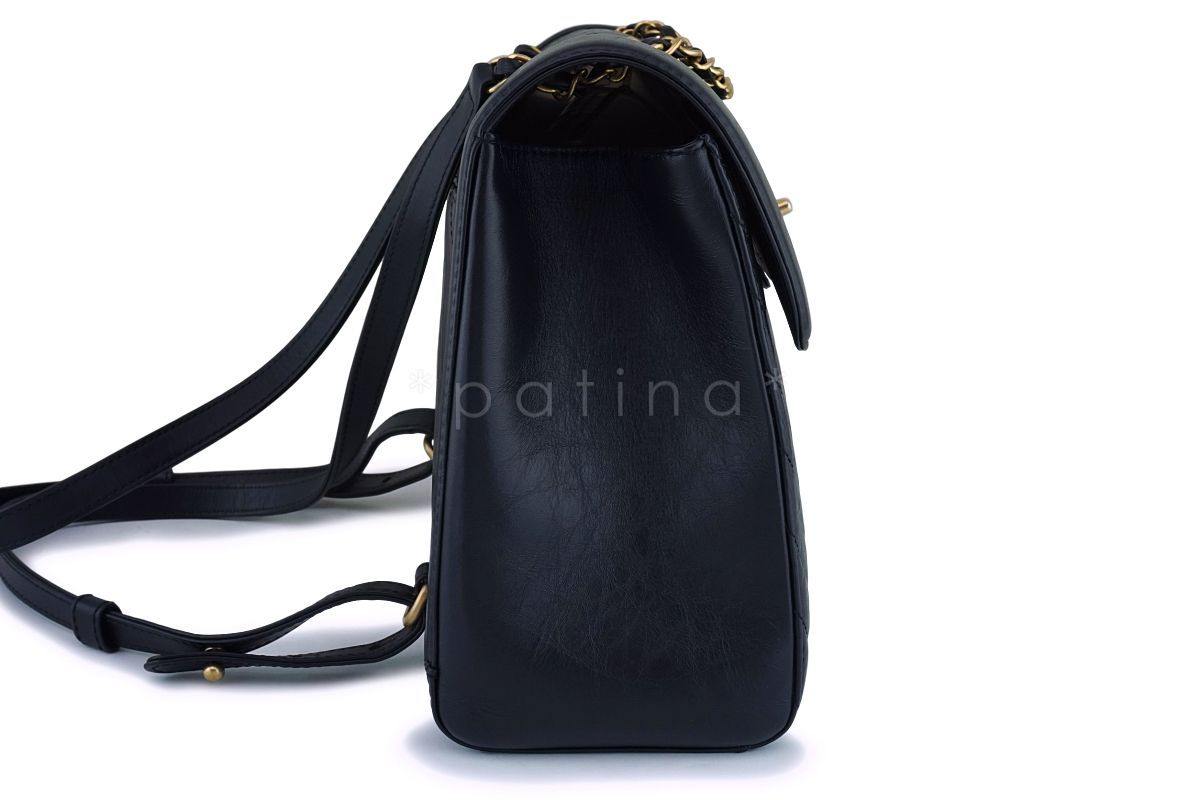Pristine Chanel Aged Calfskin Large Chevron Framed Backpack Bag GHW