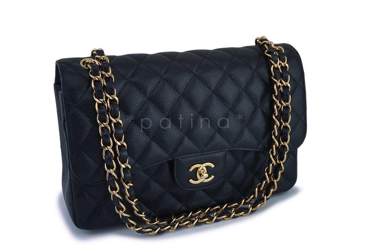 Chanel Black Caviar Jumbo Classic Double Flap Bag GHW