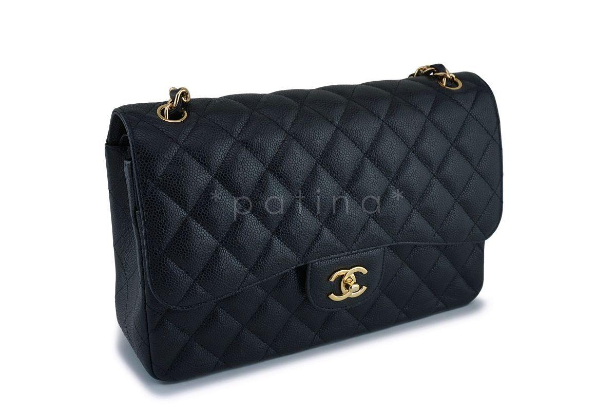 Chanel Black Caviar Jumbo Classic Double Flap Bag GHW