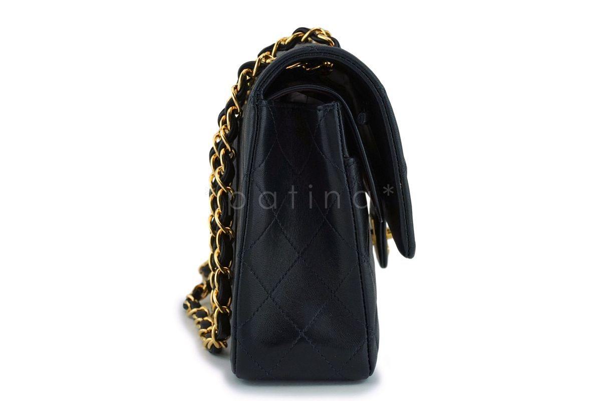 Chanel Black Lambskin Medium Classic Double Flap Bag 24k GHW