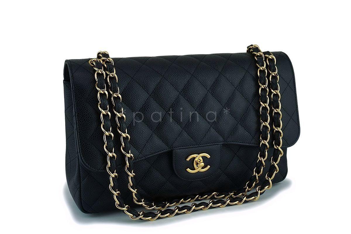 Chanel Black Caviar Classic Jumbo Double Flap Bag GHW