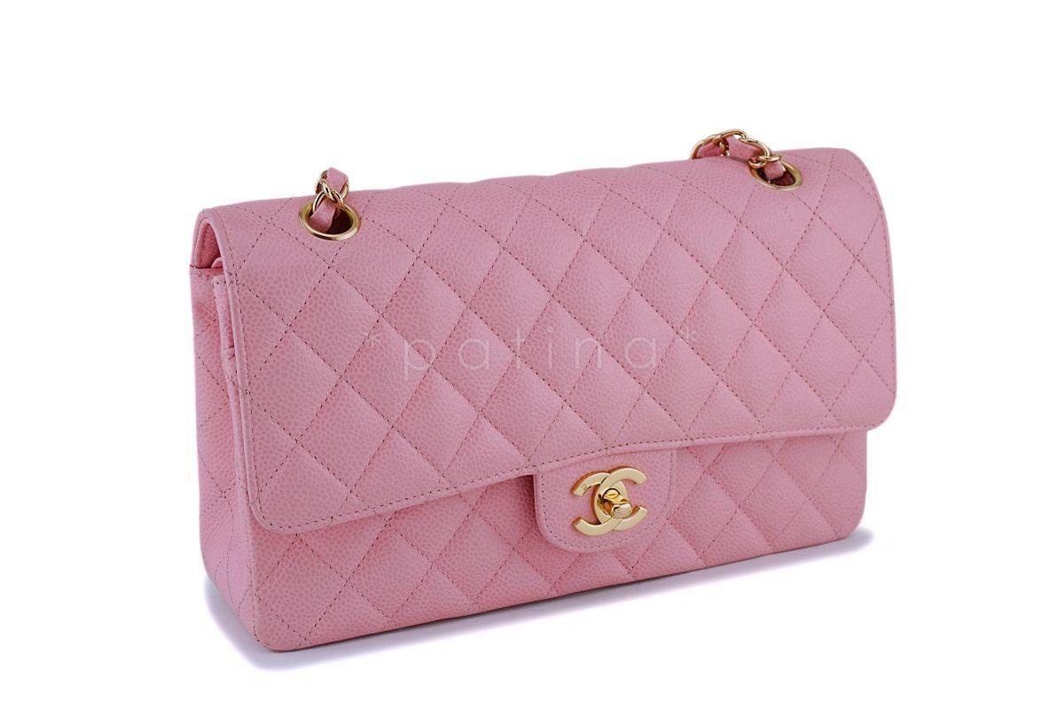 Chanel Pink Caviar Medium Classic Double Flap Bag 24k GHW