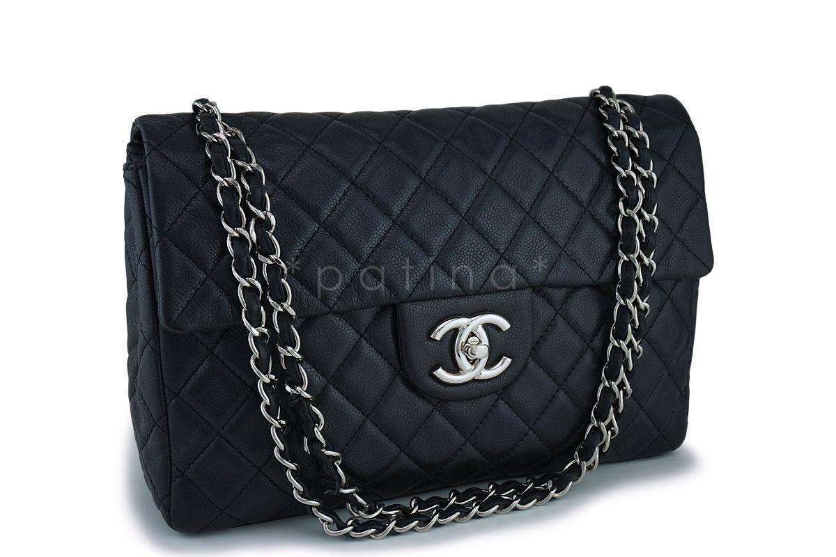 Chanel Black Soft Caviar Maxi Jumbo XL Classic Flap Bag SHW