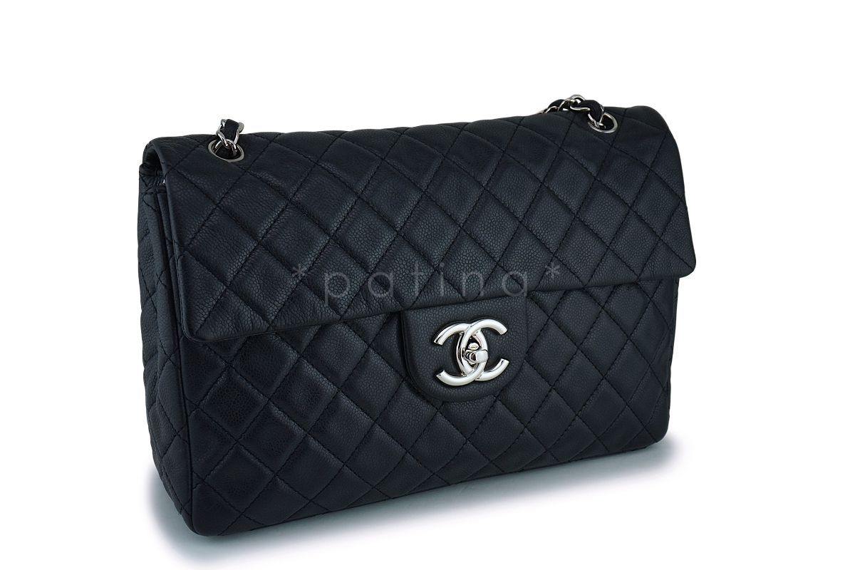 Chanel Black Soft Caviar Maxi Jumbo XL Classic Flap Bag SHW