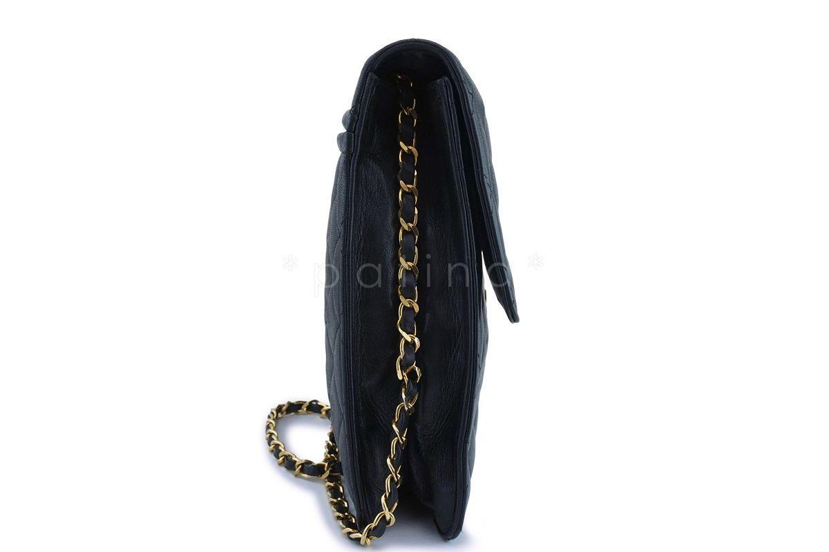 Rare Chanel Vintage Black Classic XXL Classic Flap Clutch with Chain Bag