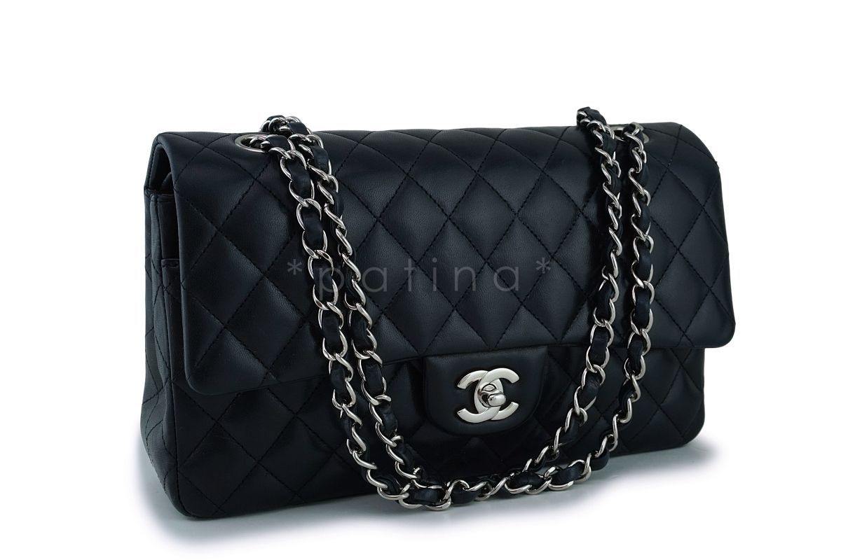 Chanel Black Lambskin Medium Classic Double Flap Bag SHW