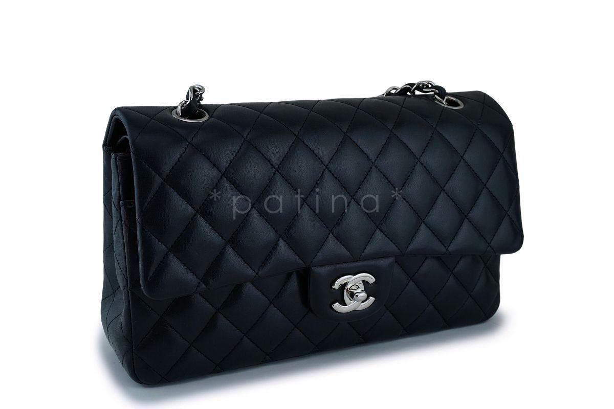 Chanel Black Lambskin Medium Classic Double Flap Bag SHW