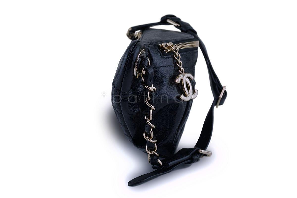 Chanel Black Glazed Calfskin "Pocket" Banane Fanny Pack Belt Bum Bag GHW