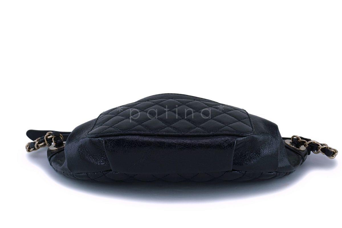 Chanel Black Glazed Calfskin "Pocket" Banane Fanny Pack Belt Bum Bag GHW