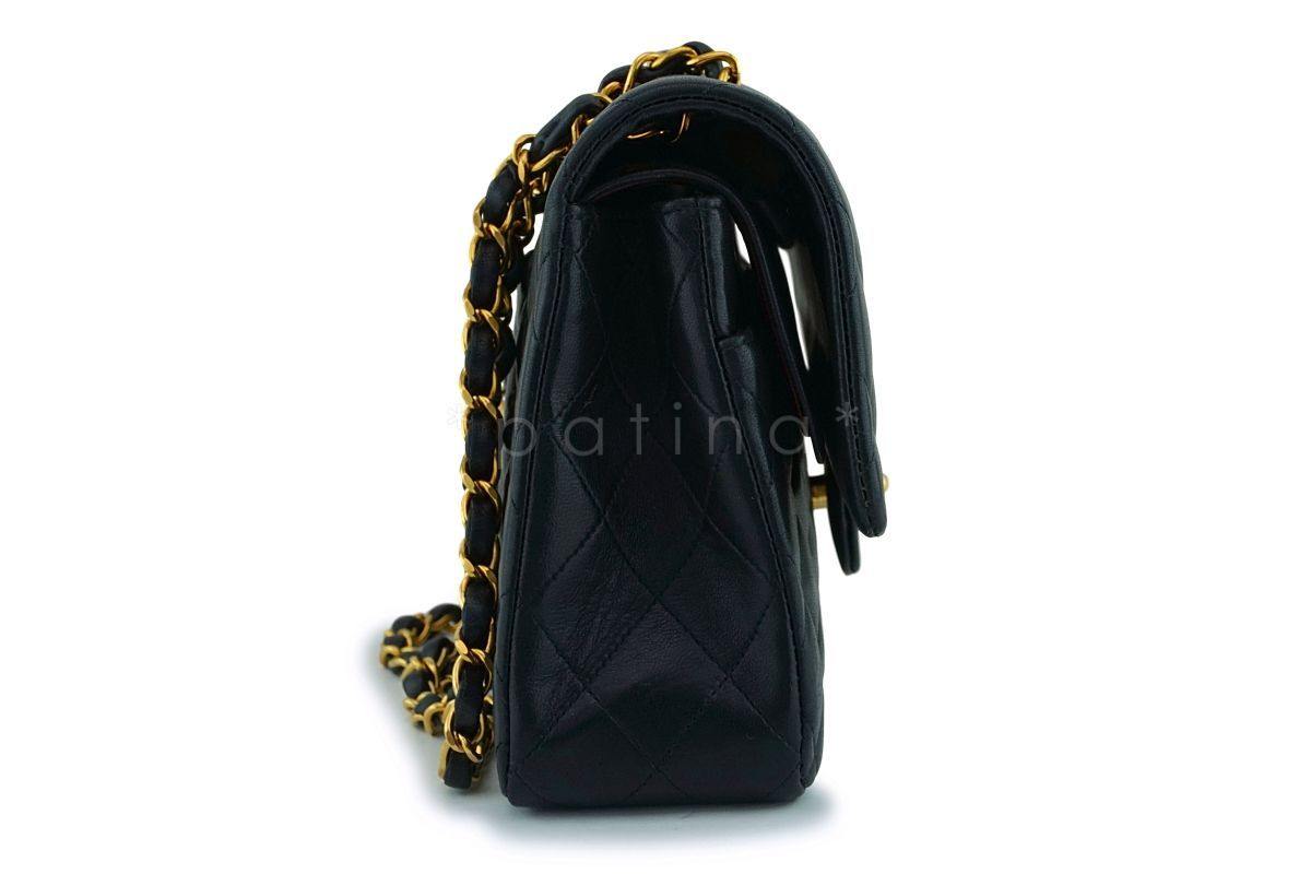 Chanel Black Lambskin Medium Classic Double Flap Bag 24k GHW