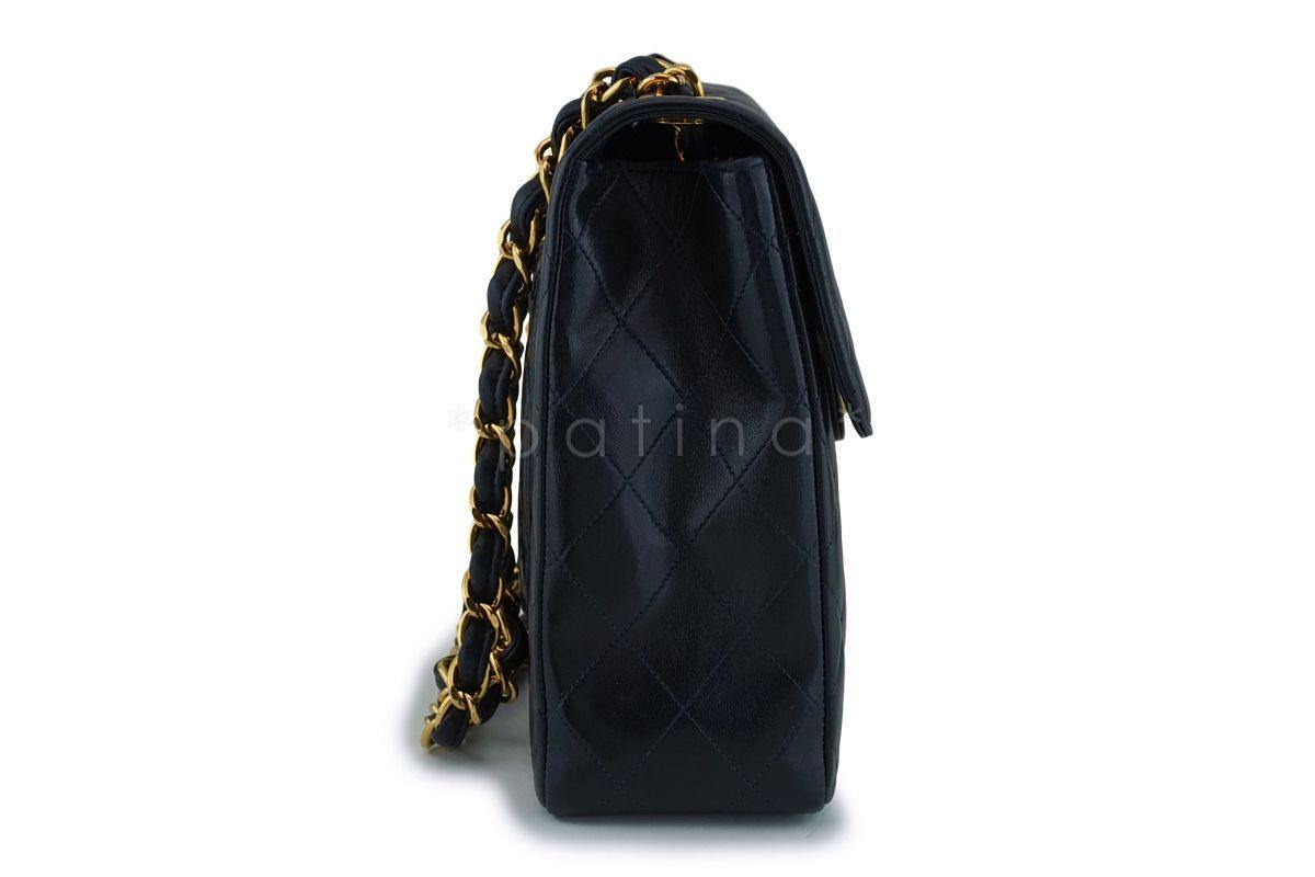 Chanel Black Lambskin Jumbo Classic Flap Bag 24k GHW