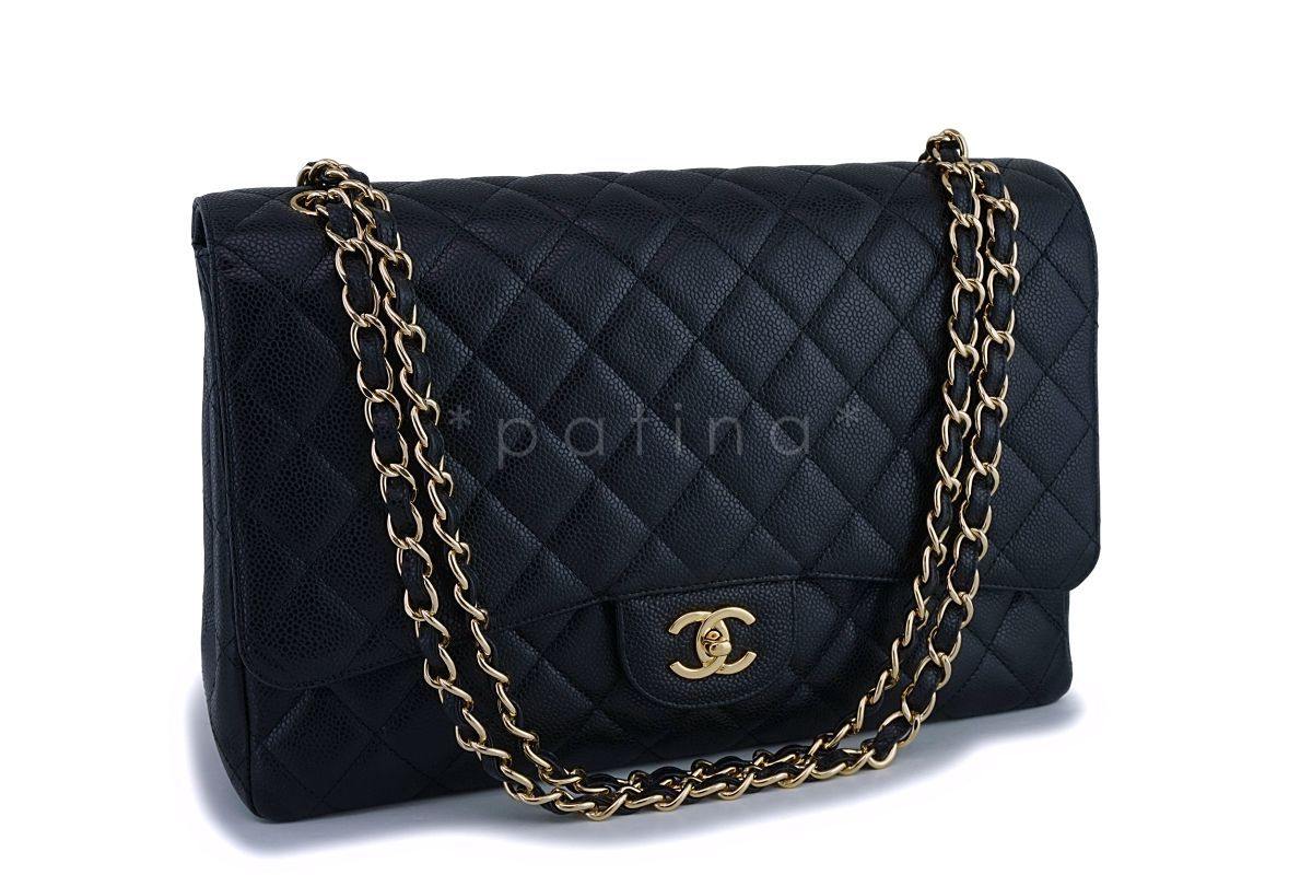 Chanel Black Caviar Maxi "Jumbo XL" Classic Flap Bag GHW