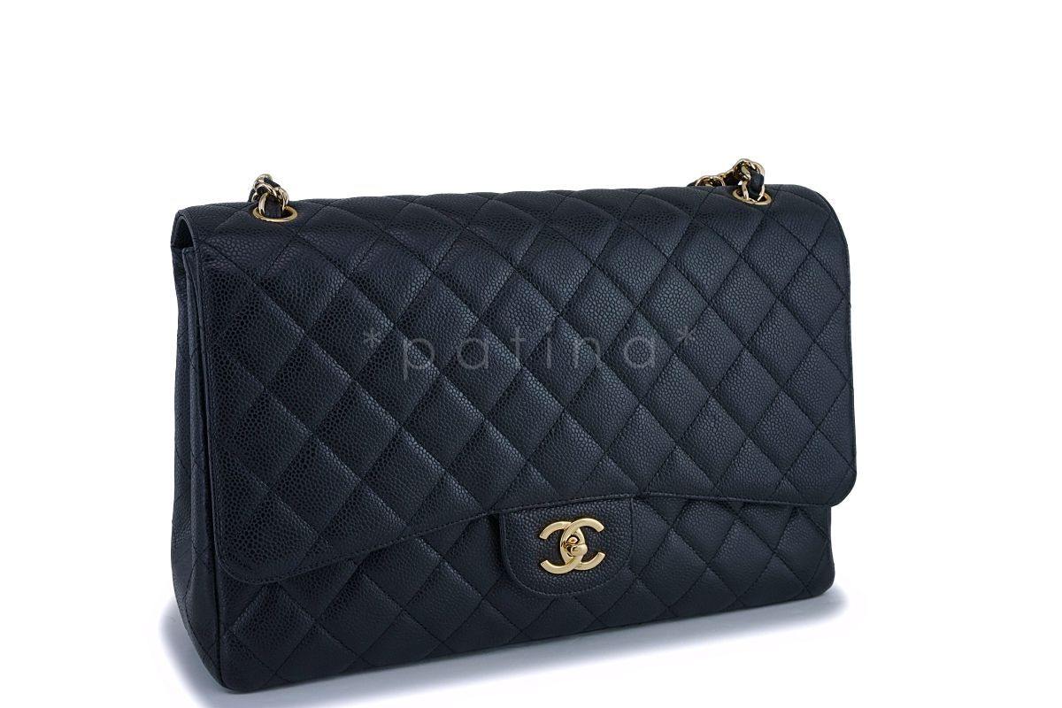 Chanel Black Caviar Maxi "Jumbo XL" Classic Flap Bag GHW