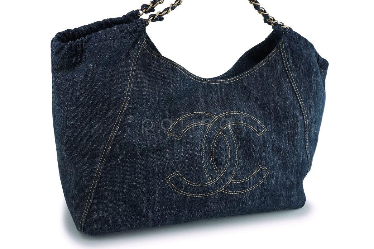 Chanel Dark Blue Denim XL Giant Coco Cabas Tote Bag ZP0
