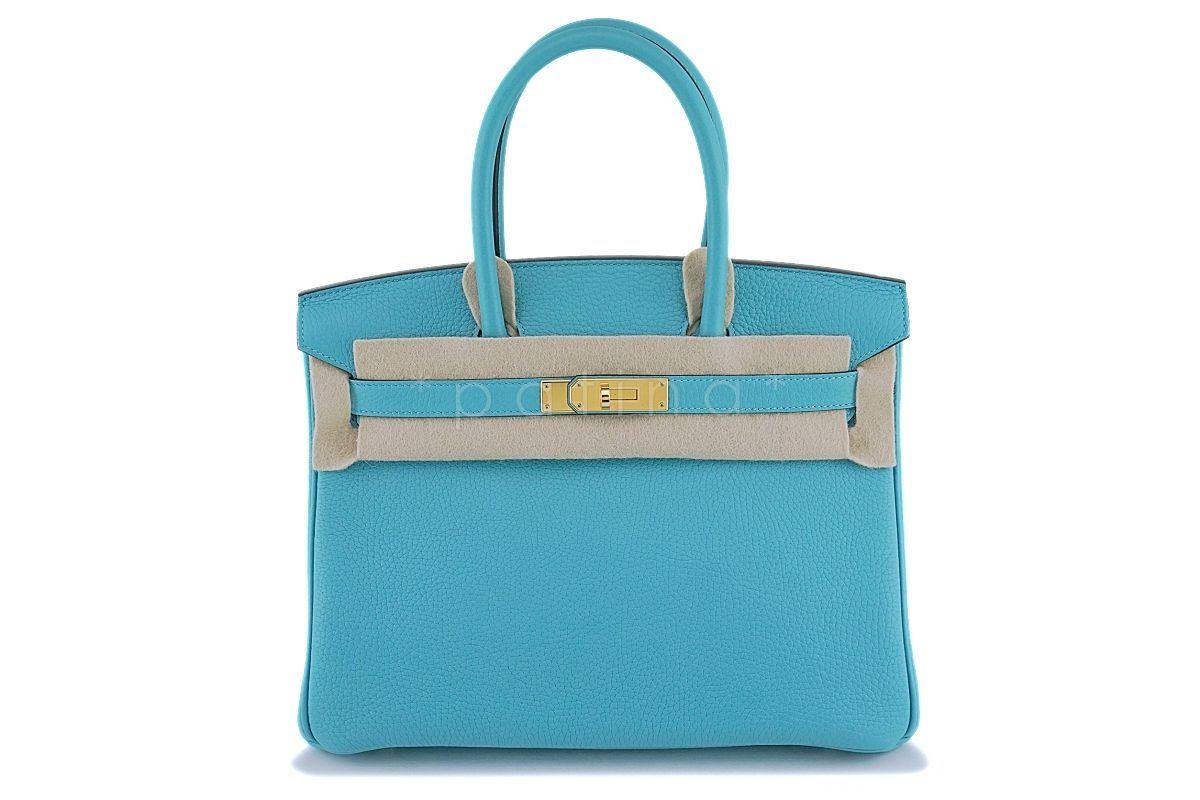 Hermes Bleu Atoll Blue Togo 30cm Birkin 30 Tote Bag GHW