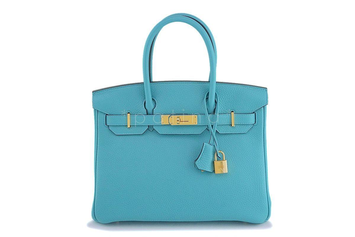 Hermes Bleu Atoll Blue Togo 30cm Birkin 30 Tote Bag GHW