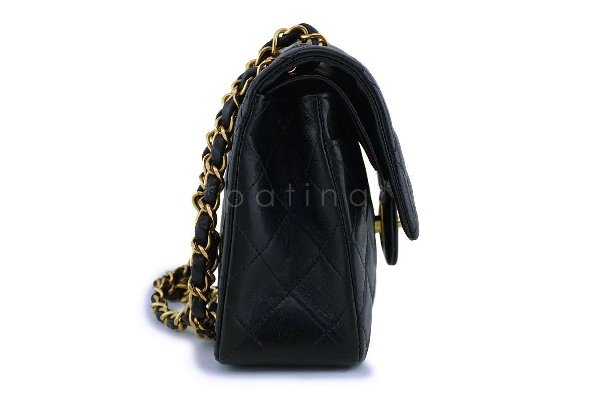 Chanel Black Lambskin Small Classic Double Flap Bag 24k GHW