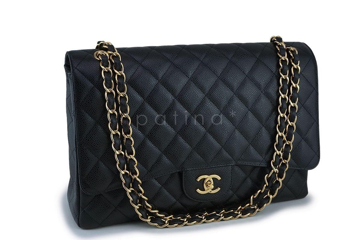 Chanel Black Caviar Maxi Classic Flap Bag GHW