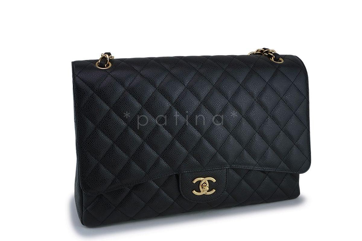Chanel Black Caviar Maxi Classic Flap Bag GHW