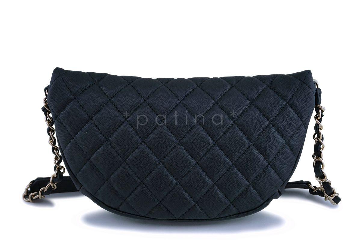 NIB 19P Chanel Black Caviar Business Affinity Fanny Pack Belt Waist Bag GHW