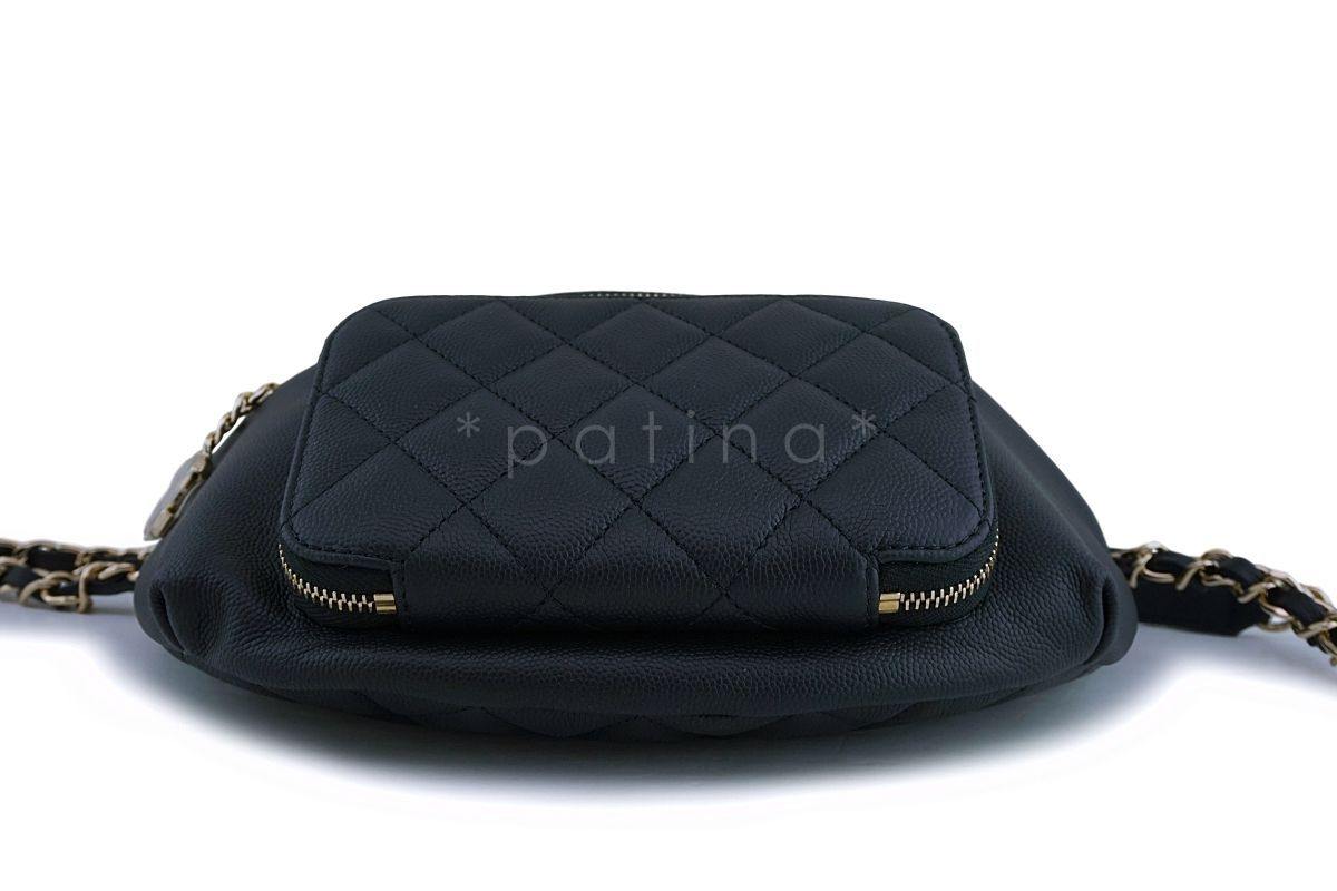 NIB 19P Chanel Black Caviar Business Affinity Fanny Pack Belt Waist Bag GHW