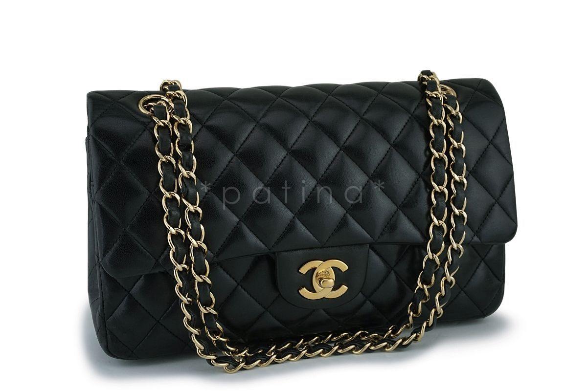 Chanel Black Lambskin Medium Classic Double Flap Bag GHW