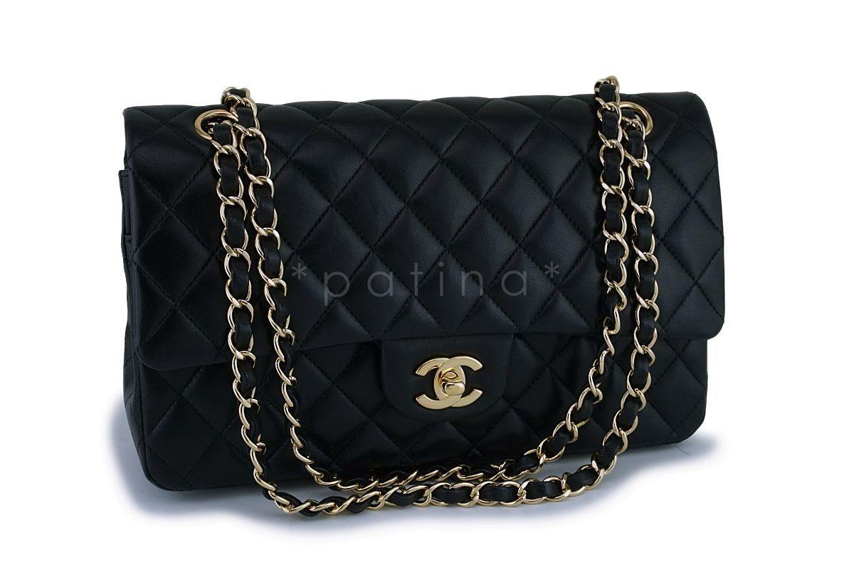 Chanel Black Lambskin Medium Classic Double Flap Bag GHW