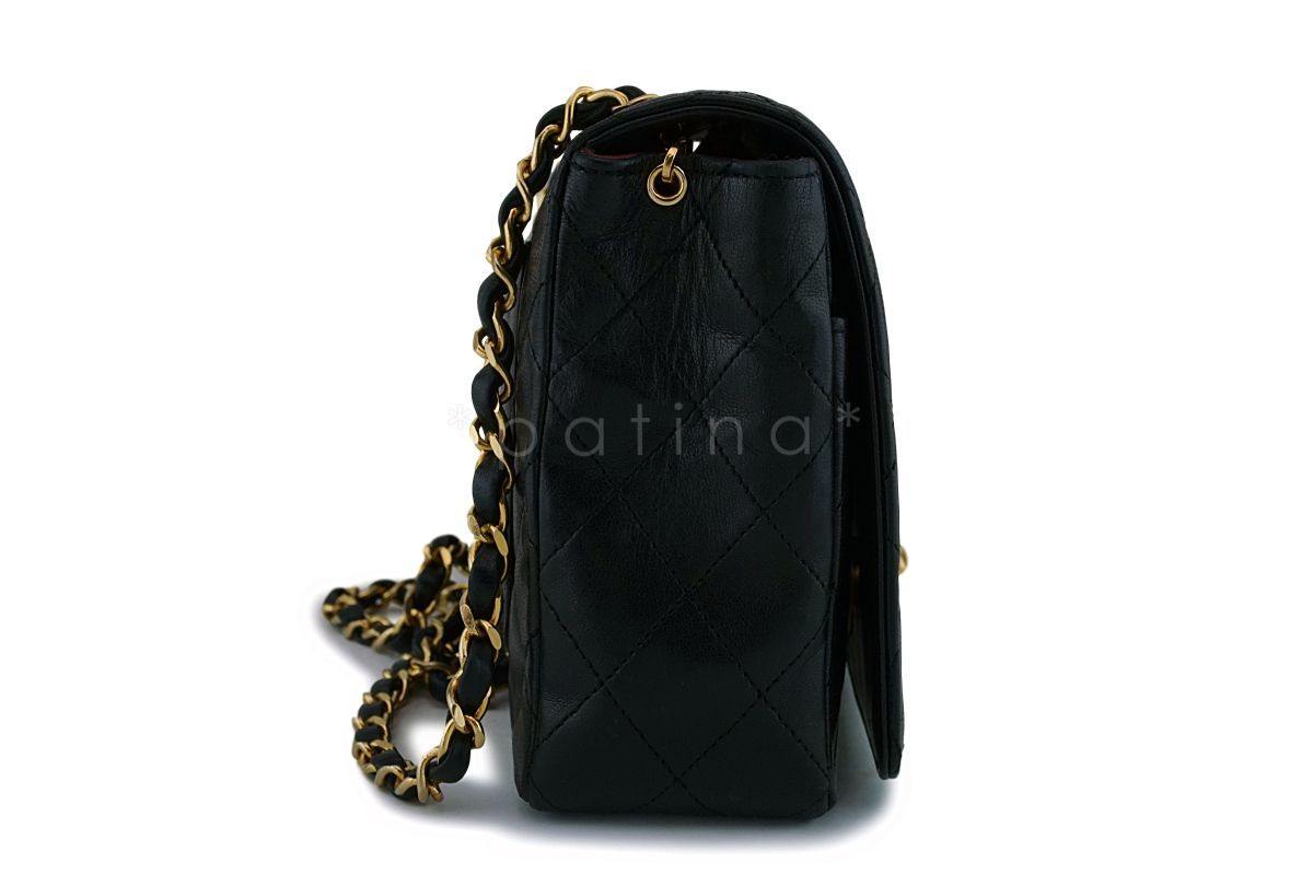 Chanel Vintage Black Lambskin Big CC Small Classic Flap Bag 24k GHW