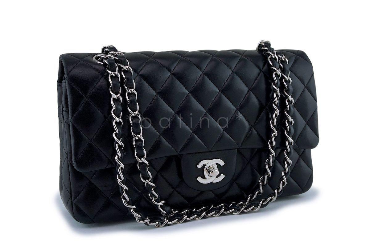 Chanel Black Lambskin Medium Classic Double Flap Bag SHW
