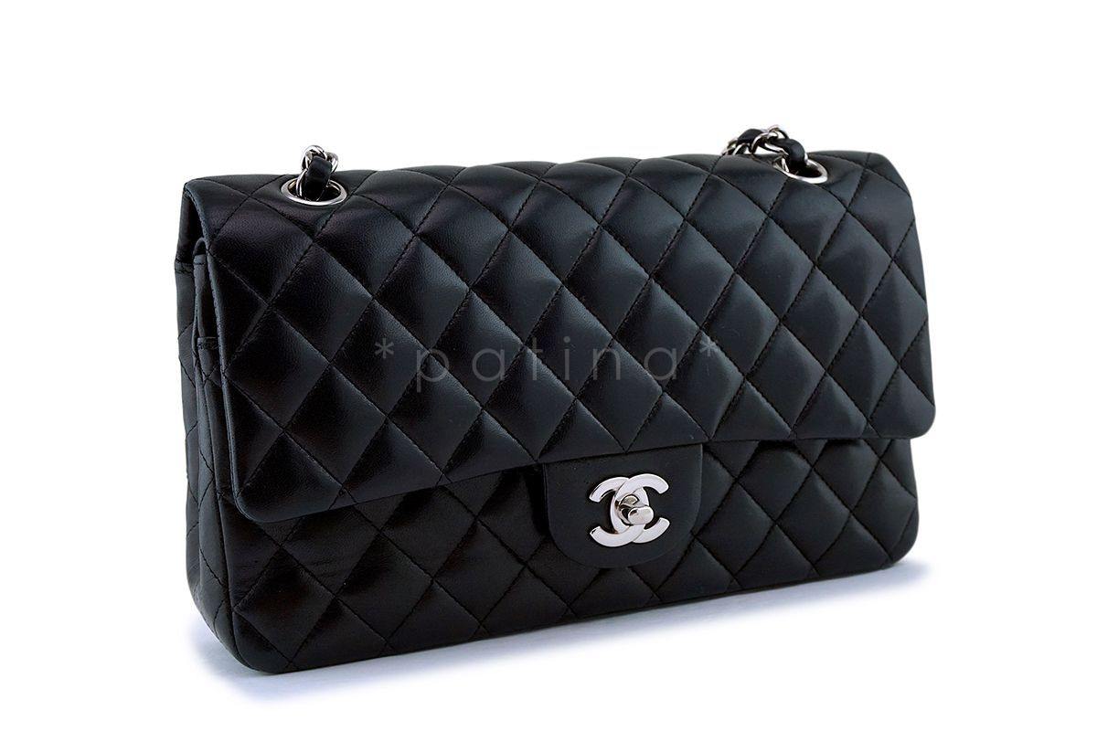 Chanel Black Lambskin Medium Classic Double Flap Bag SHW