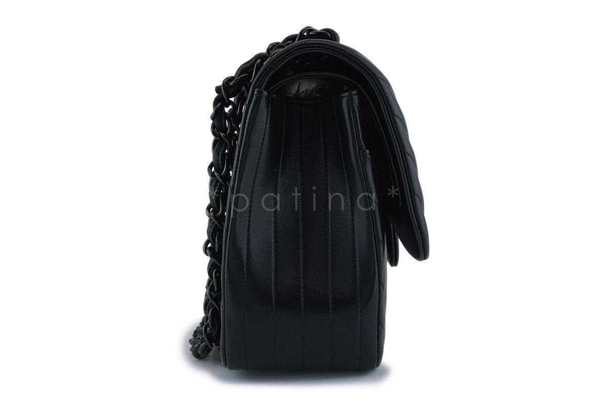 Chanel So Black Chevron Lambskin Jumbo Classic Double Flap Bag