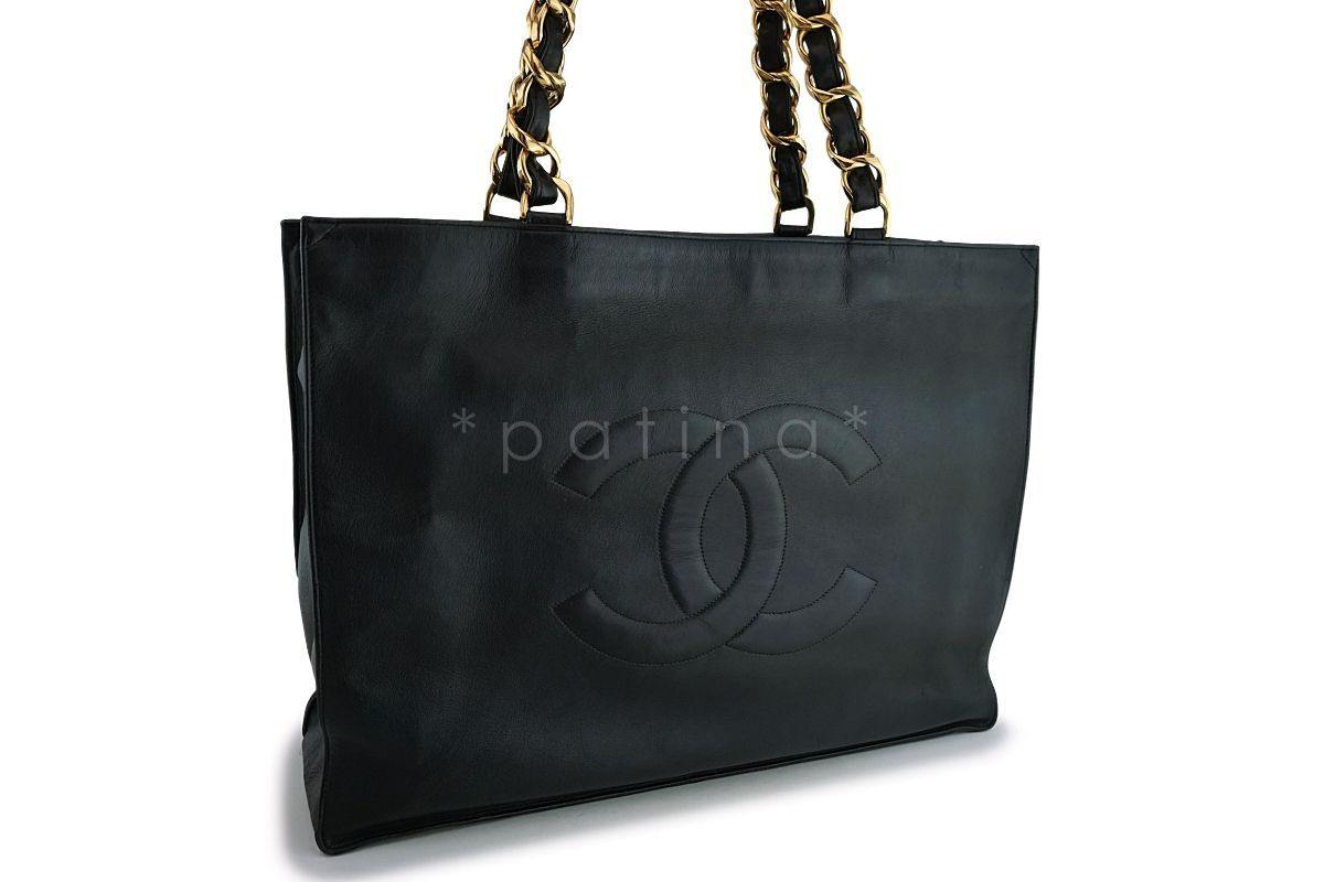Chanel Vintage Black Chunky Chain Classic Tote Bag 24k GHW