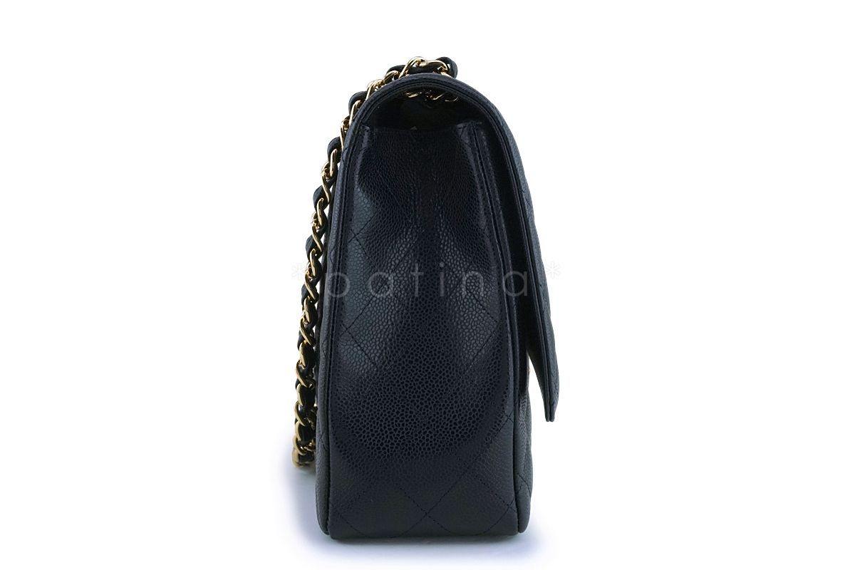 Pristine Chanel Black Caviar Maxi "Jumbo XL" Classic Flap Bag GHW