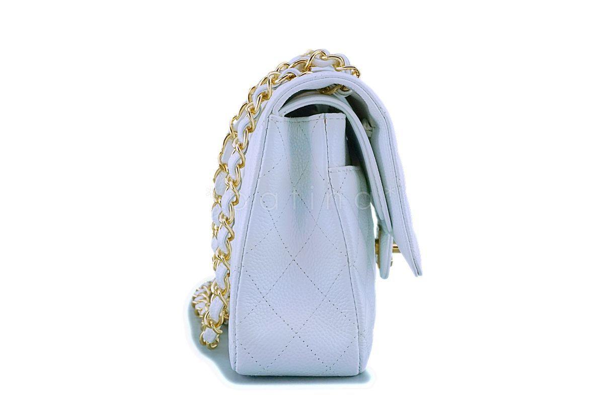 Chanel White Caviar Medium Classic Double Flap Bag GHW
