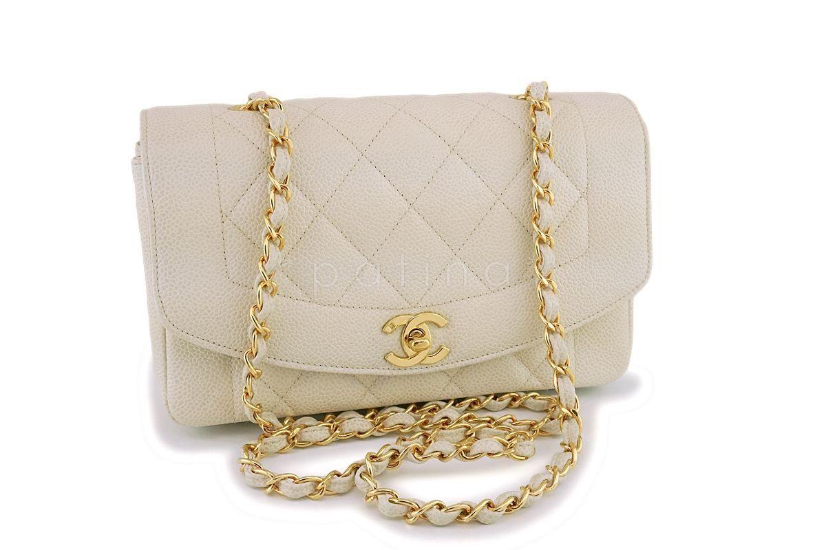 *rare* Chanel Beige Vintage Caviar Small Diana Classic Flap Bag 24k GHW