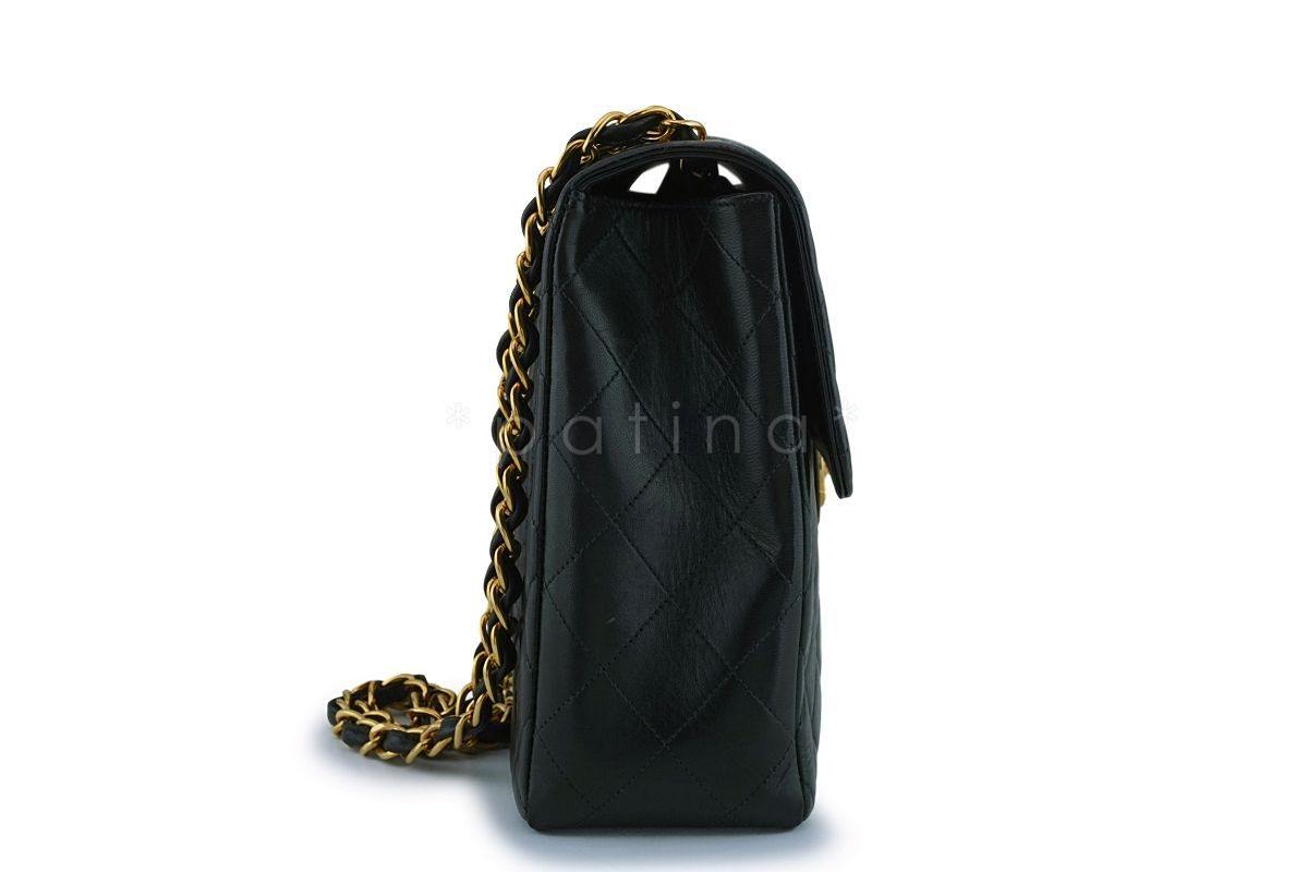 Chanel Black Lambskin Jumbo Classic Flap Bag 24k GHW